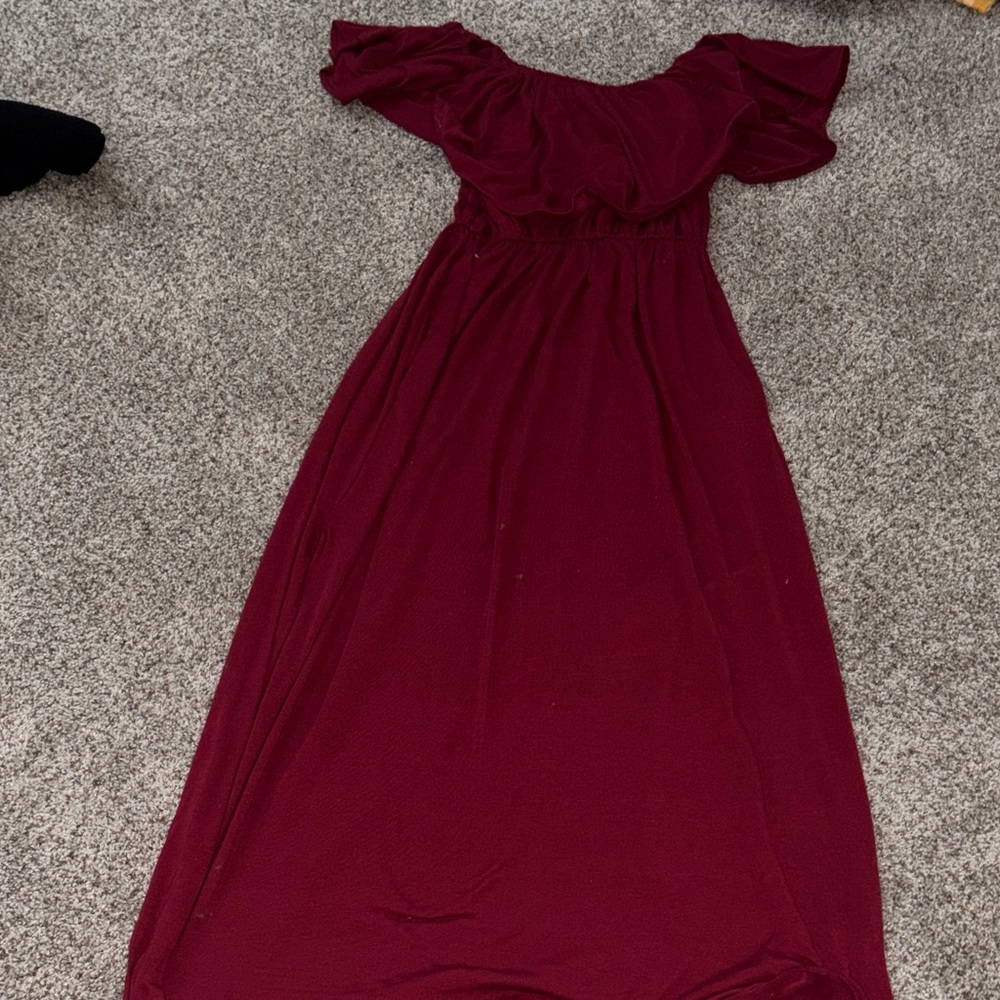 Elegant Burgundy Off-Shoulder Dress